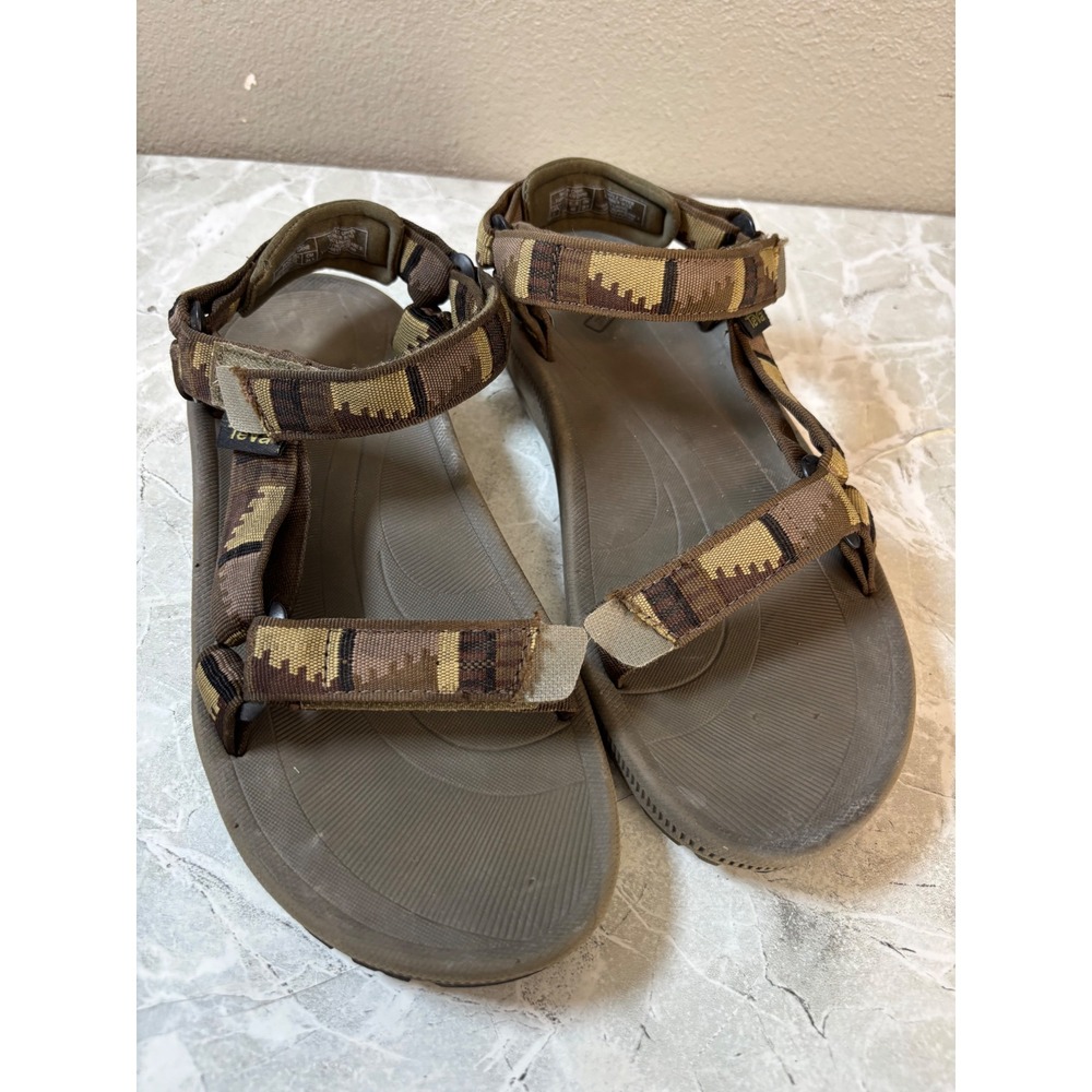 Teva Hurricane 2 Mens Brown Tan Geometric Strappy Sport Sandals Size 7 Womens 9